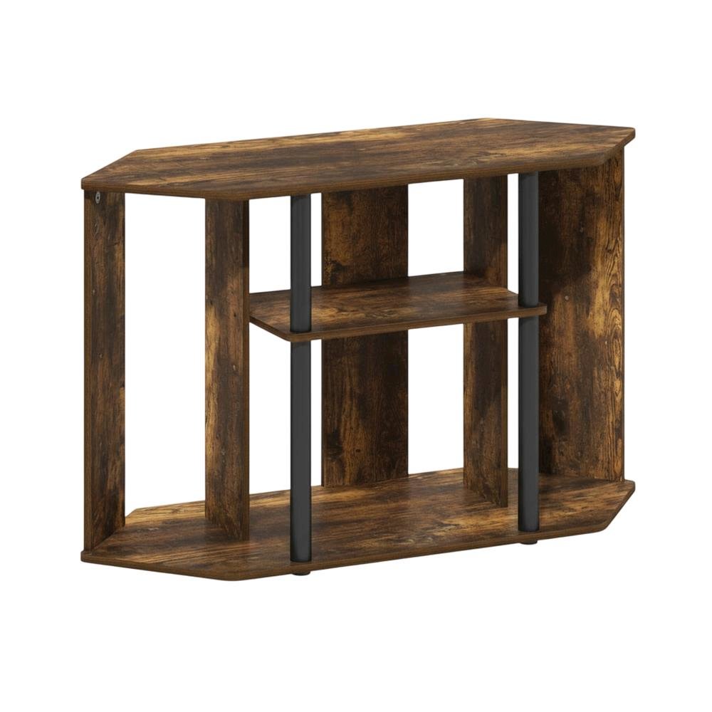 Engineered Wood TV Stand, Plastic Poles, Up to 43-Inch Screen in Amber Pine