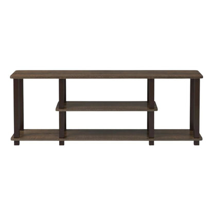 3-Tier TV Stand with Modern Wood Finish and Square Tube Design