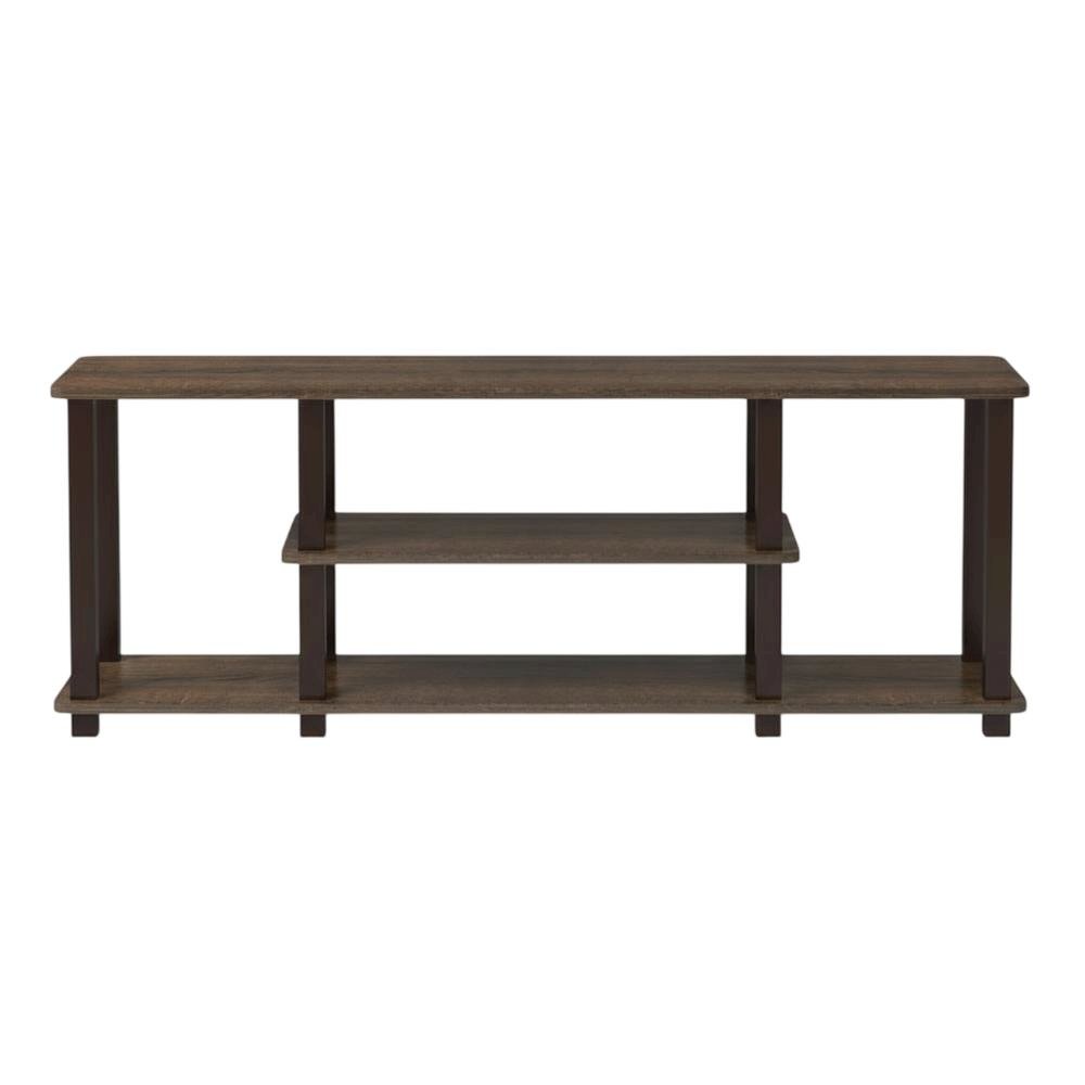 3-Tier TV Stand with Modern Wood Finish and Square Tube Design