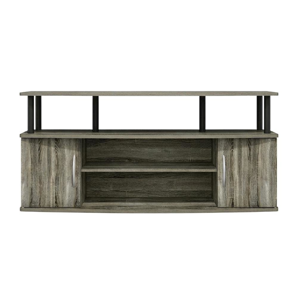 Gray oak entertainment center for up to 55-inch TVs with spacious storage