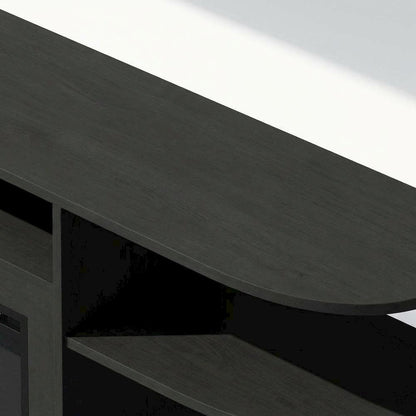 Fireplace TV Stand with Rubberwood and Walnut Veneers for 55 Inch TVs
