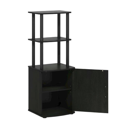 Engineered Wood TV Stand with Storage Cabinet and Tall Design in Blackwood/Black