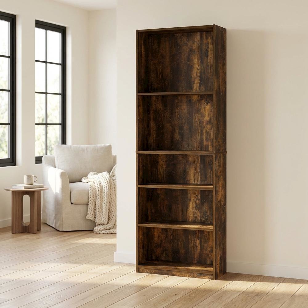 5-Shelf Bookcase with Sturdy Engineered Wood Construction, Living Room Storage