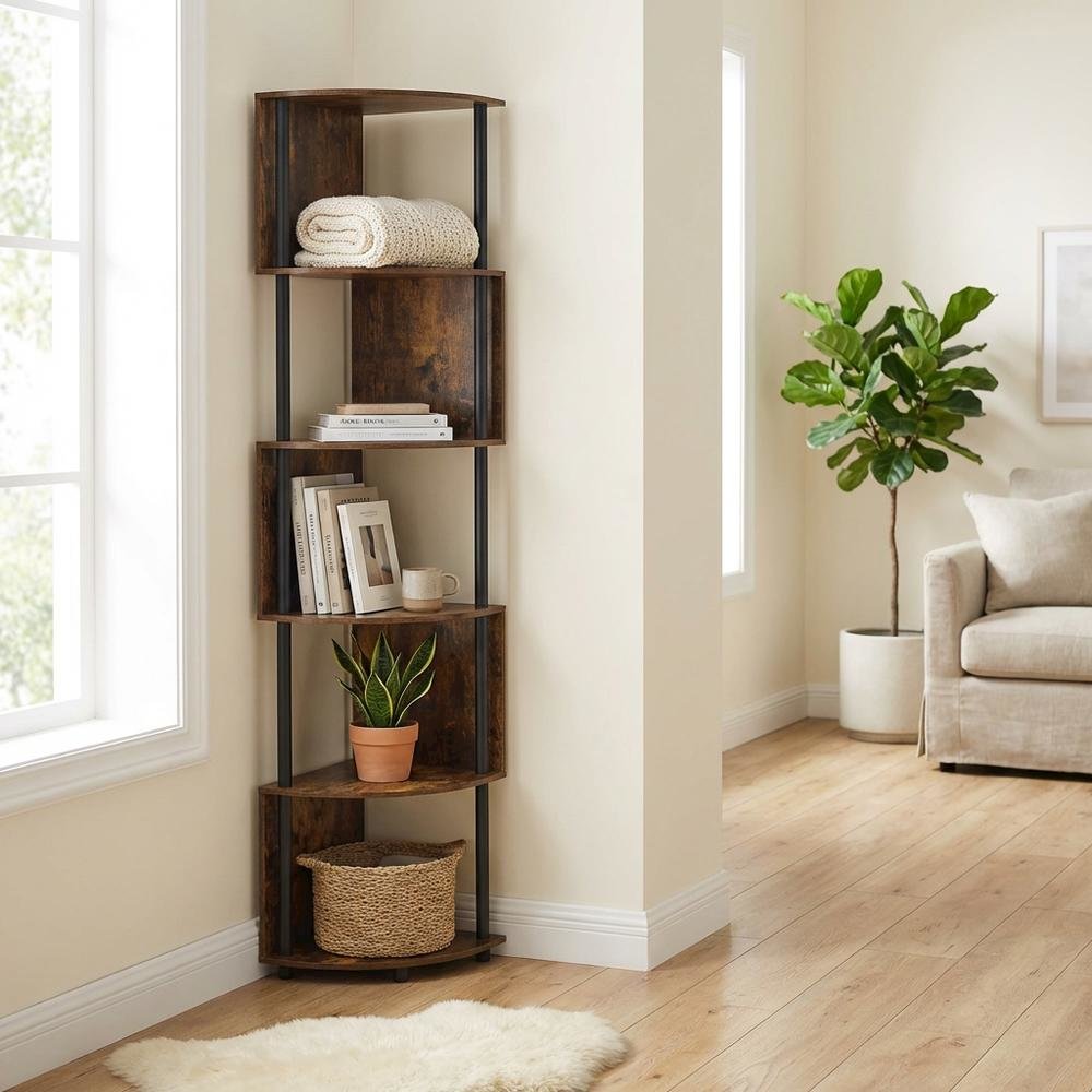 Engineered Wood Bookcase with Open Shelves and Sturdy Construction