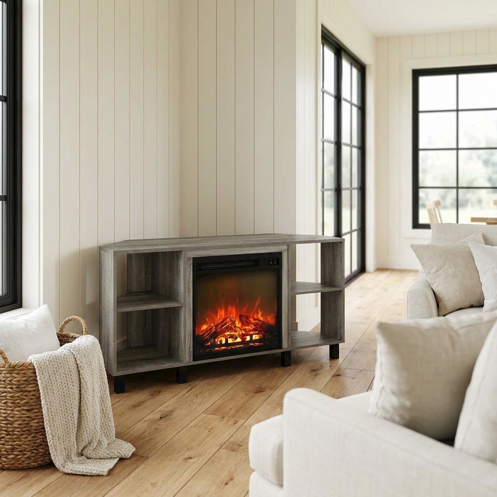 Engineered Wood TV stand with metal legs