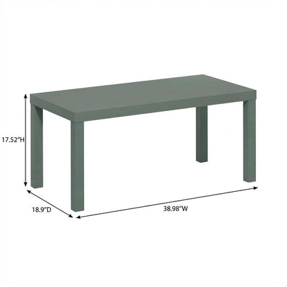 Rectangular Sage Green Coffee Table with Thick Tabletop, Modern Style
