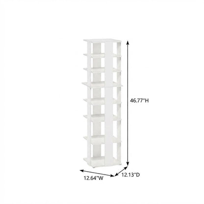 White 8-Tier Vertical Shoe Tower, Free Standing Space Saving Closet Organizer