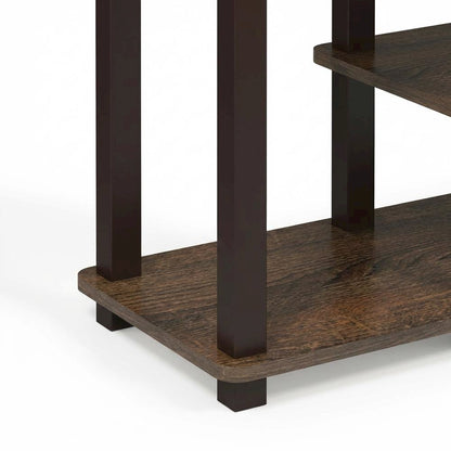 3-Tier TV Stand with Modern Wood Finish and Square Tube Design