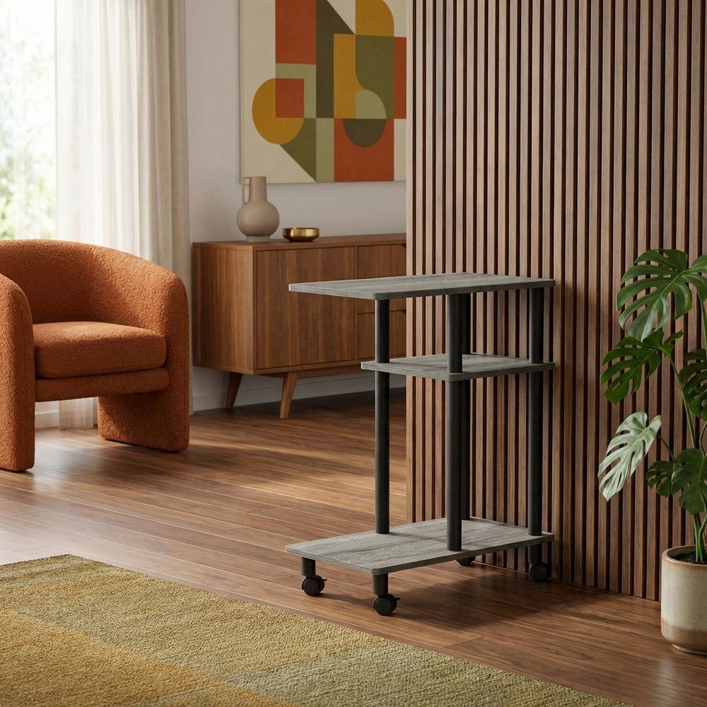 U-Shape Sofa Side Table, Rolling Casters