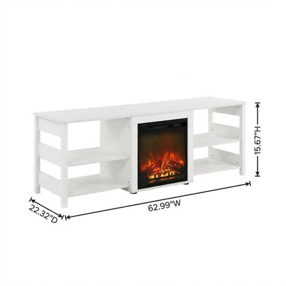 Emboss TV Stand with Fireplace and Engineered Wood Finish
