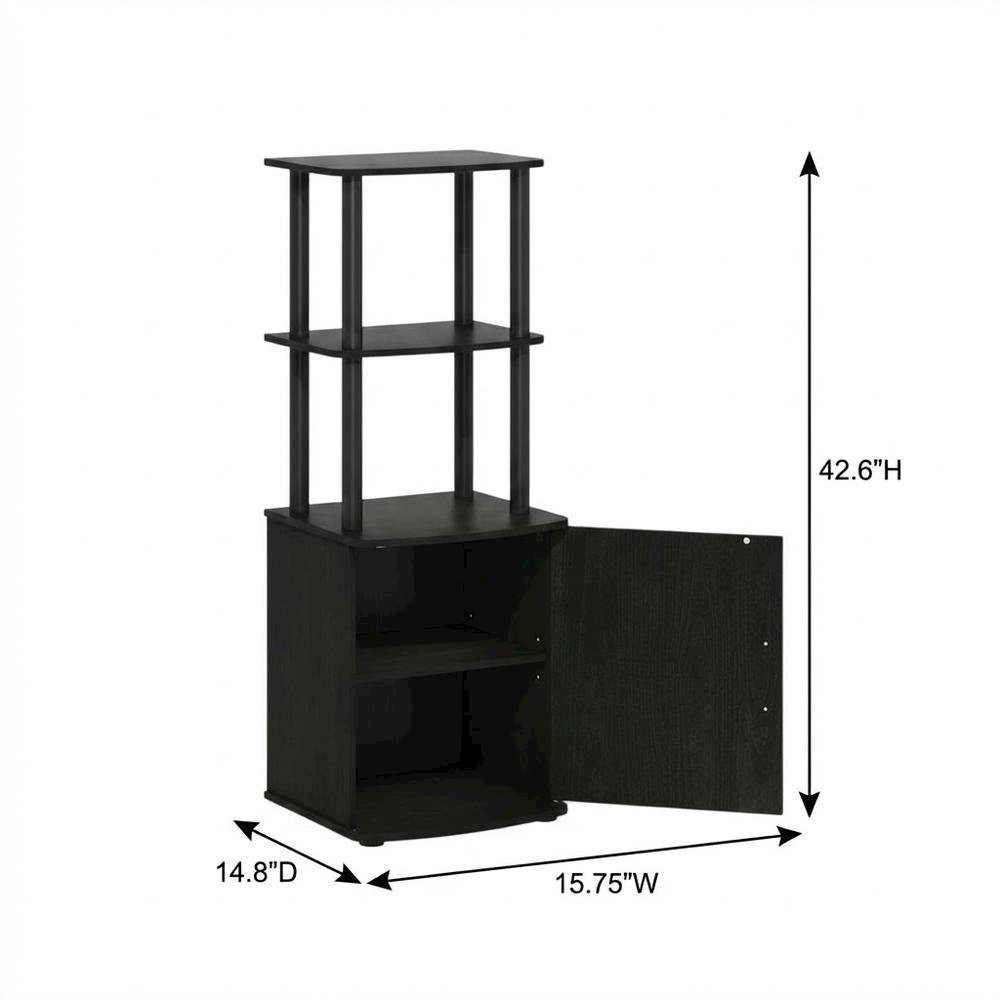 Engineered Wood TV Stand with Storage Cabinet and Tall Design in Blackwood/Black