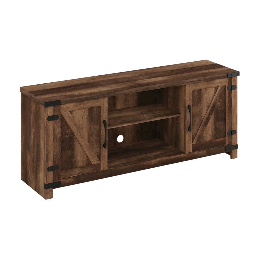 Engineered Wood TV Cabinet with Barn Door for Up to 70 Inch Displays