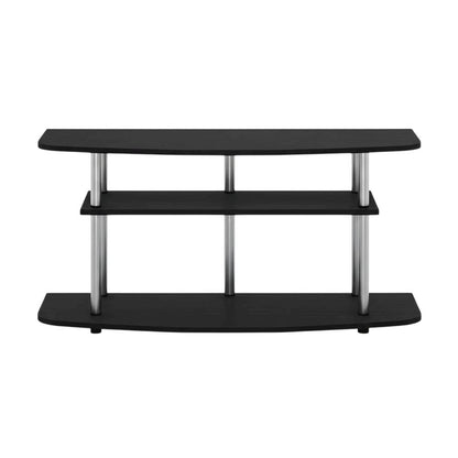 Engineered Wood TV stand in black oak finish, 3-tier open shelves