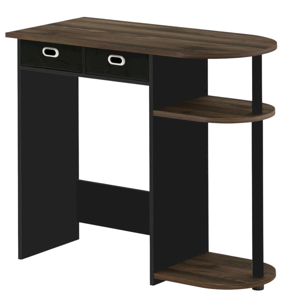 Computer workstation with Columbia Walnut, black finish, sleek design, durable