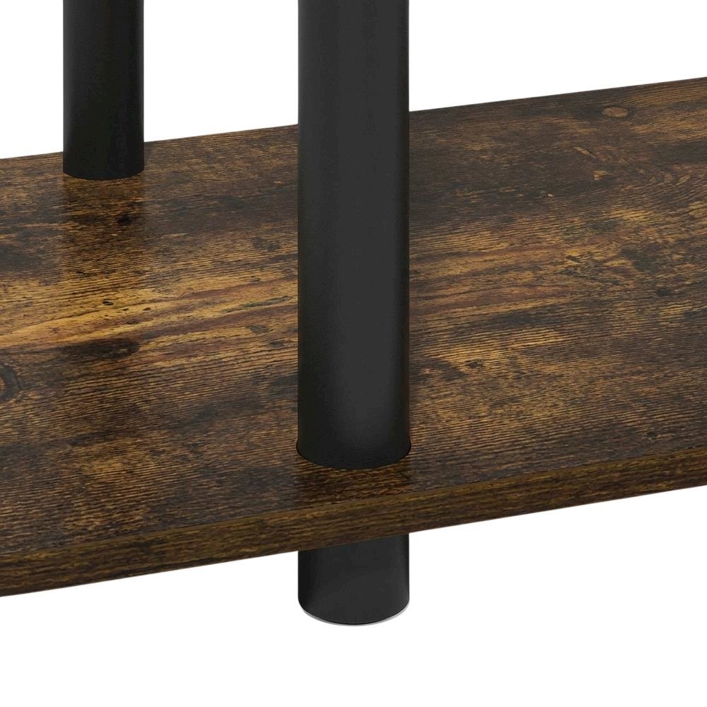 Gold 3-Tier TV Stand with Rubberwood & Walnut Veneer, Sturdy Multi-Level Design