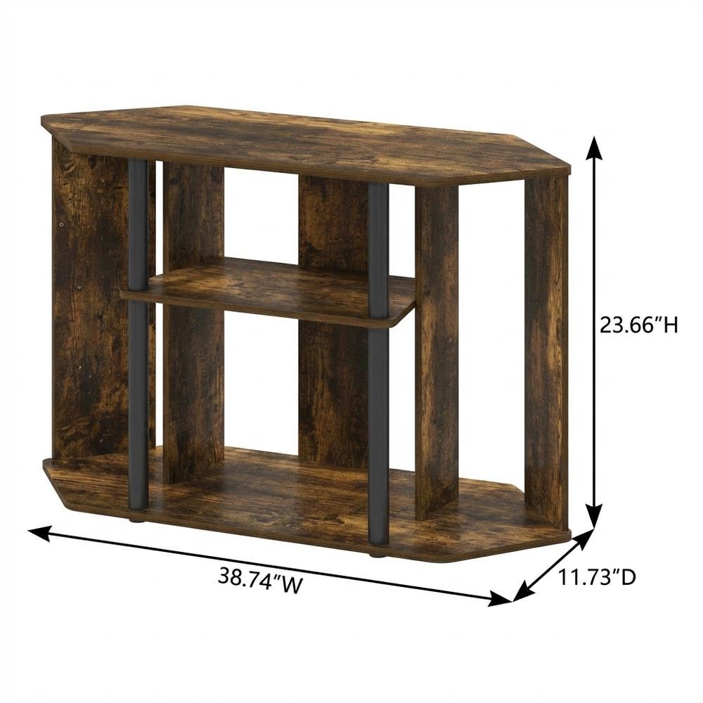 Engineered Wood TV Stand, Plastic Poles, Up to 43-Inch Screen in Amber Pine