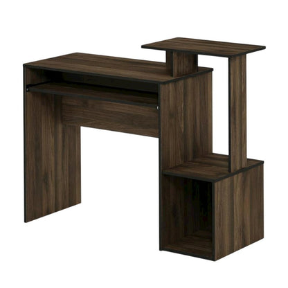 Engineered Wood Home Office Desk with Storage Bin in Columbia Walnut Finish