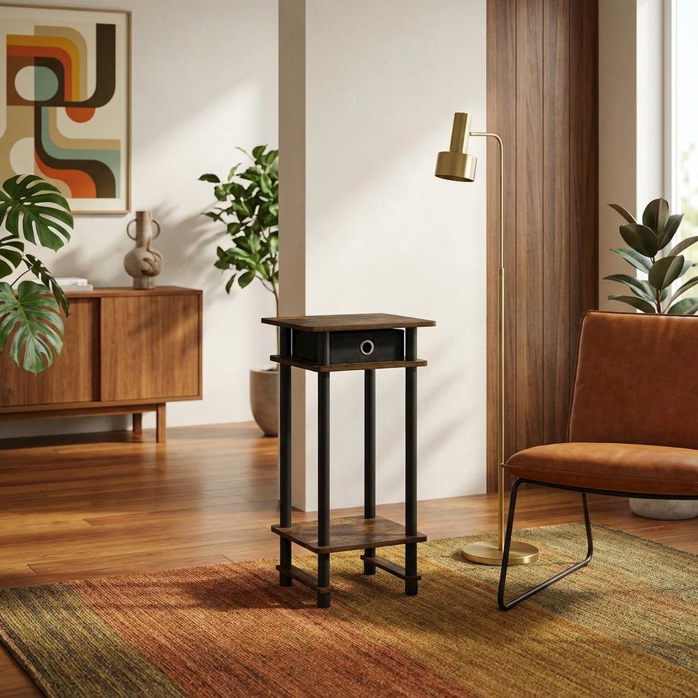 Finish Tall End Tables with Storage Bins, Set of 2
