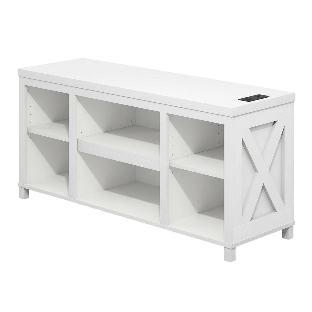 Engineered Wood 3-Tier Entertainment Center for TV up to 55 Inch, USB Ports