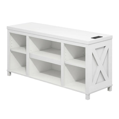 Engineered Wood 3-Tier Entertainment Center for TV up to 55 Inch, USB Ports