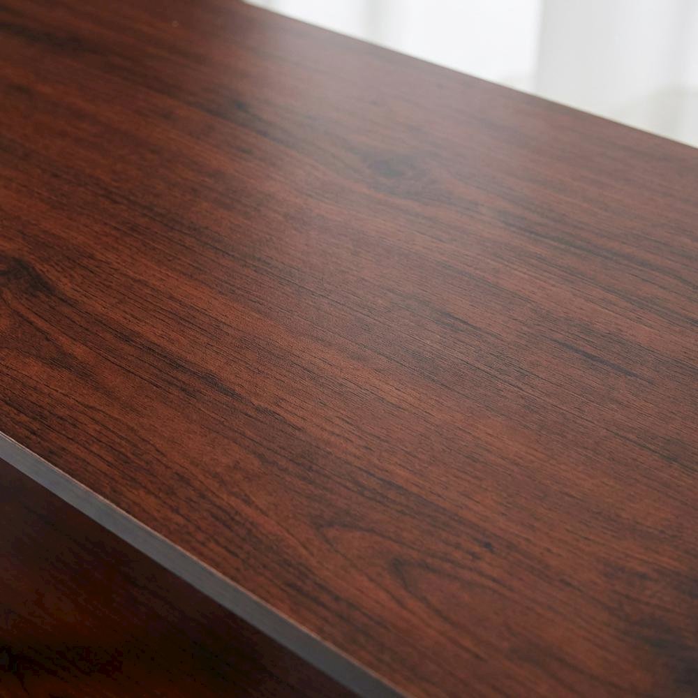 Dark Cherry TV Stand with Black Tube Frame and Composite Wood Construction