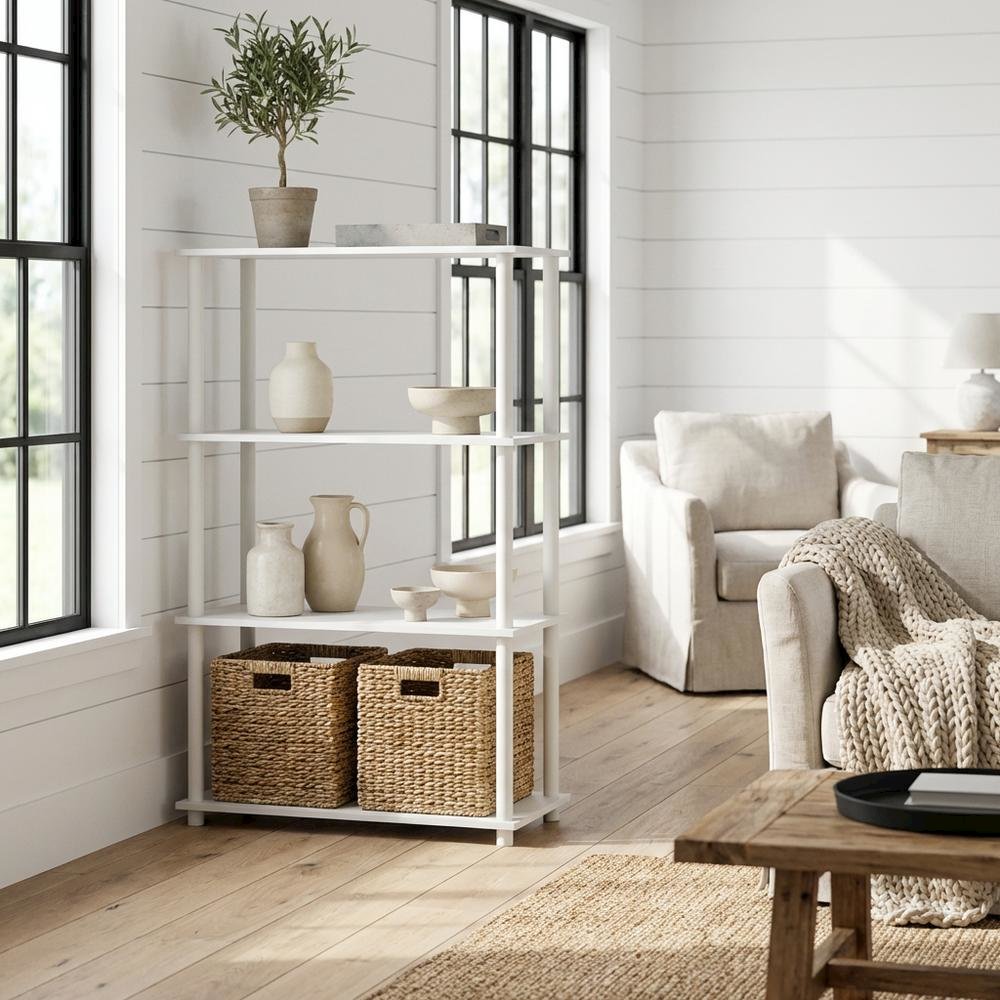 Engineered Wood Bookcase with Open Shelves for Living Room and Office Use