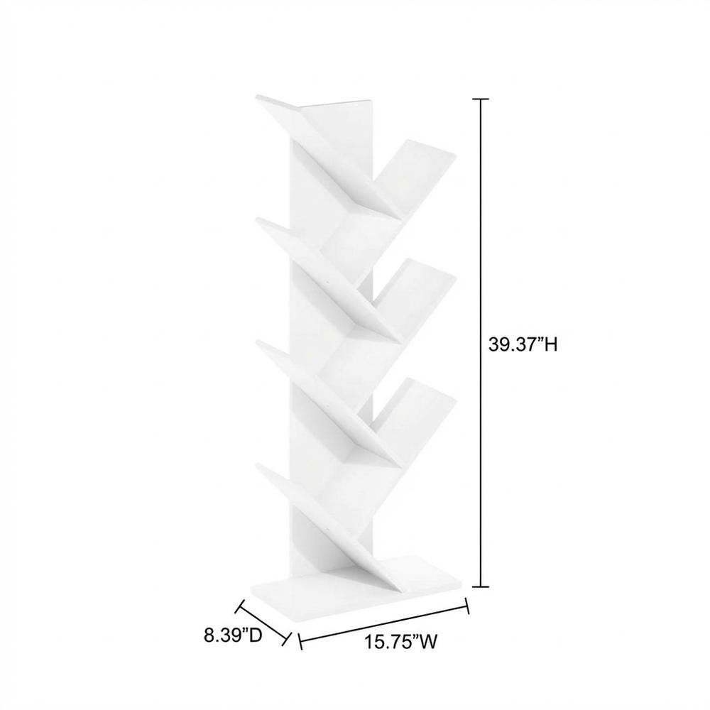 Engineered Wood white bookcase with vertical storage and sleek design