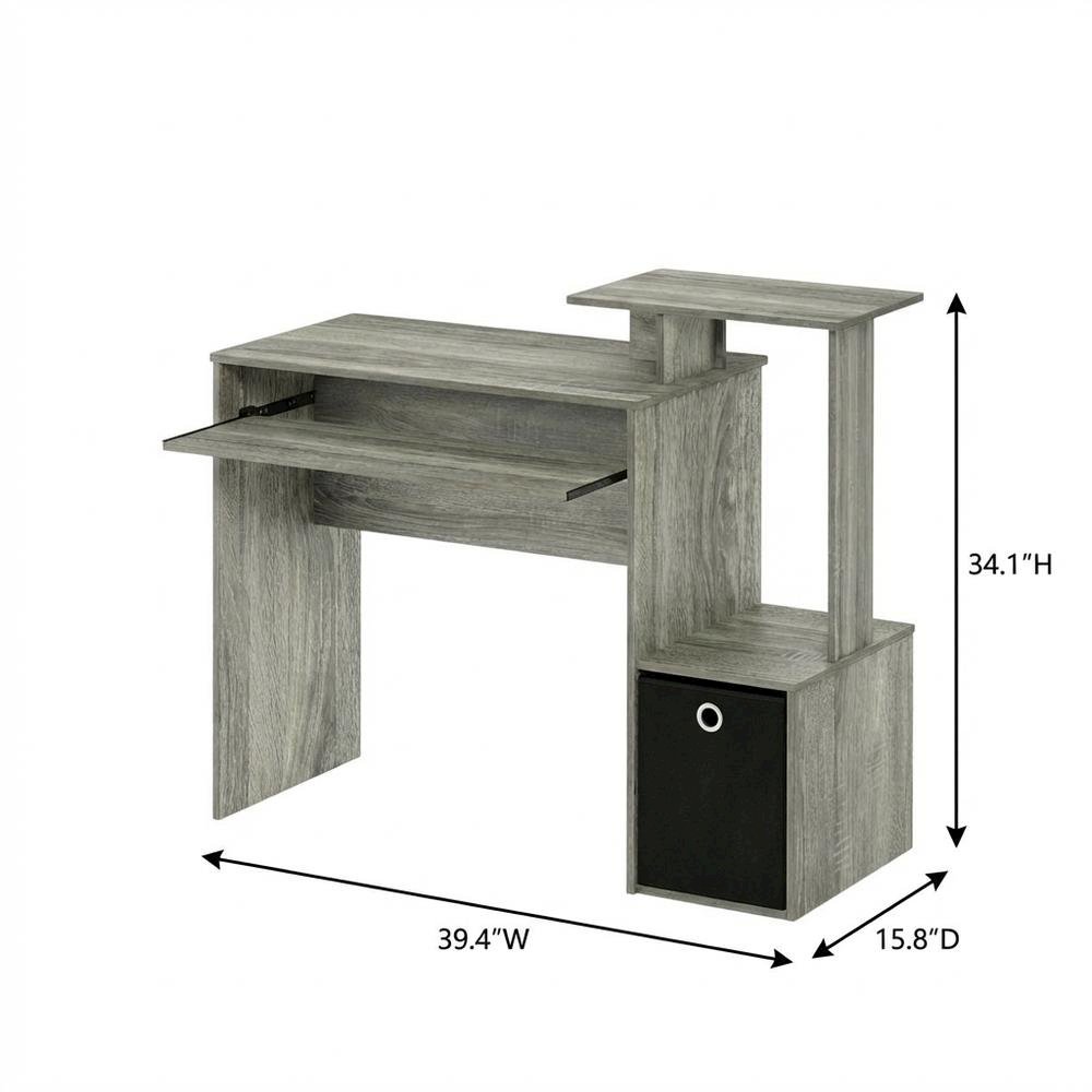 Engineered Wood French Oak Finish Home Office Computer Desk with Storage Bin