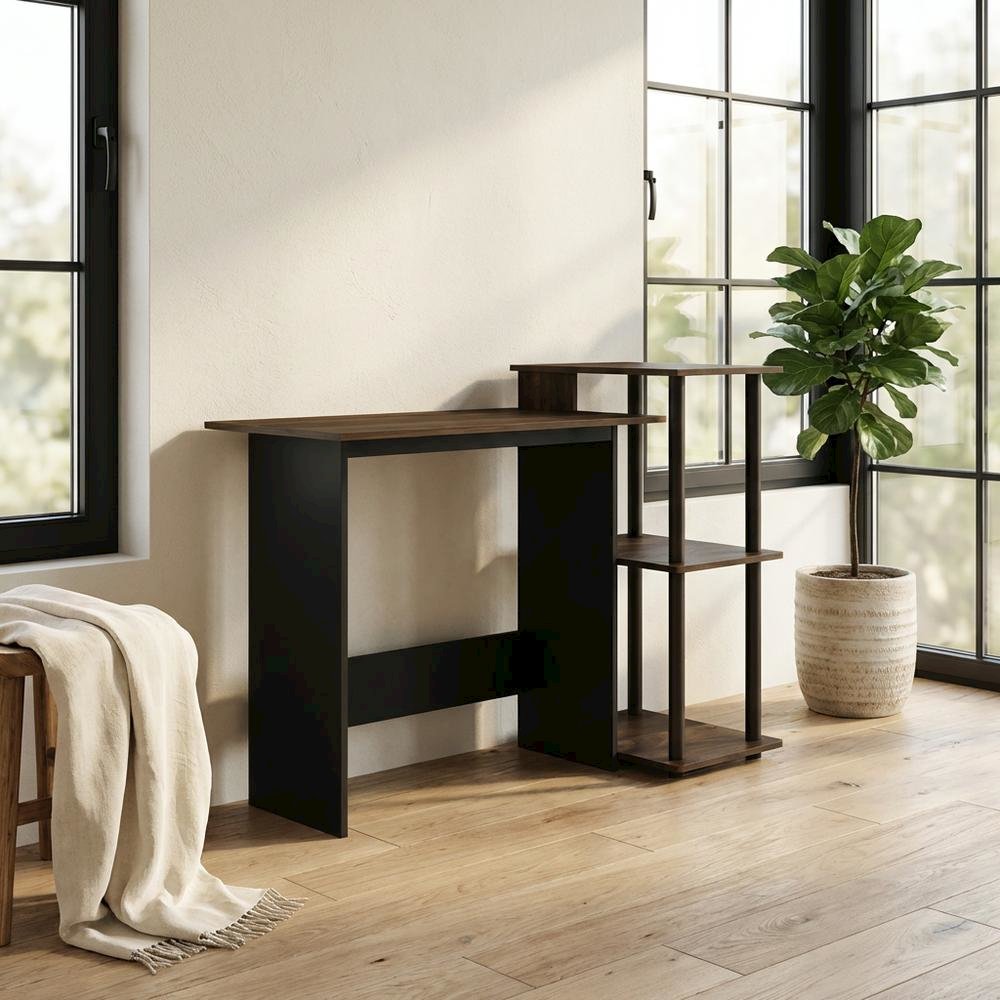 Dark Walnut Laptop Desk with Spacious Surface and Sturdy Design