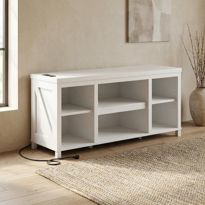 Engineered Wood 3-Tier Entertainment Center for TV up to 55 Inch, USB Ports