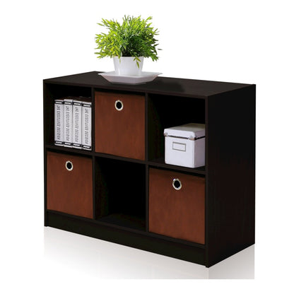 Basic 3x2 Bookcase Storage w/Bins, Espresso/Brown