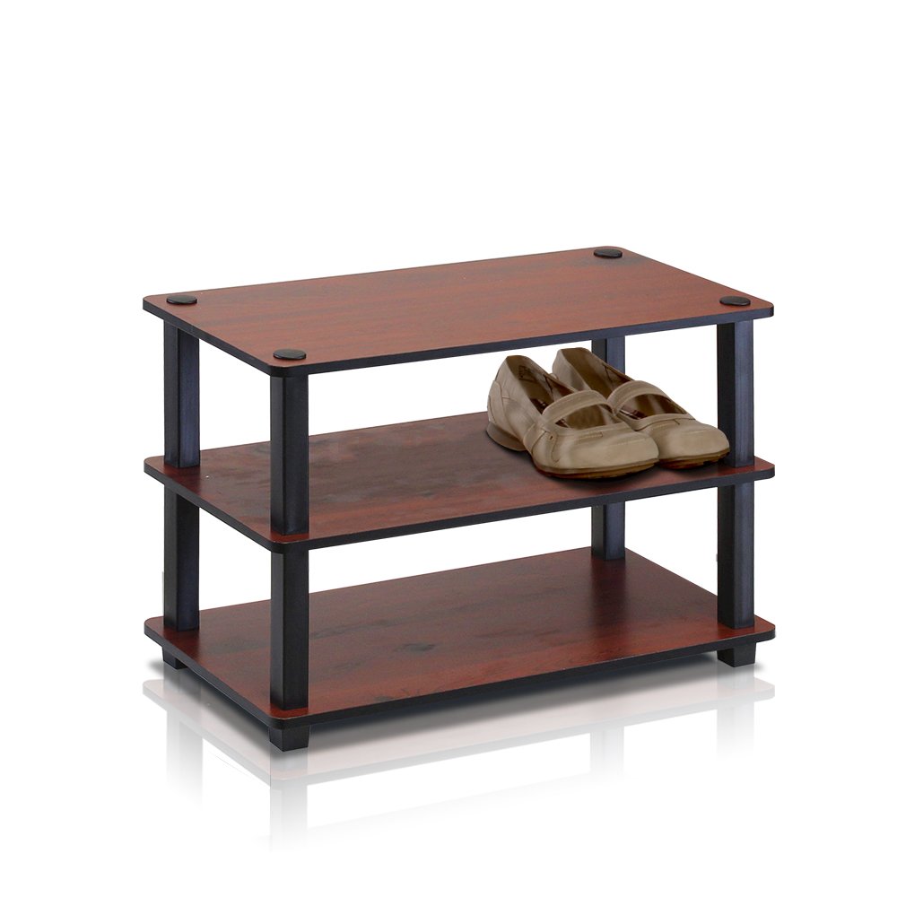 Turn-S-Tube 3-Tier Shoe Rack, Dark Cherry/Black