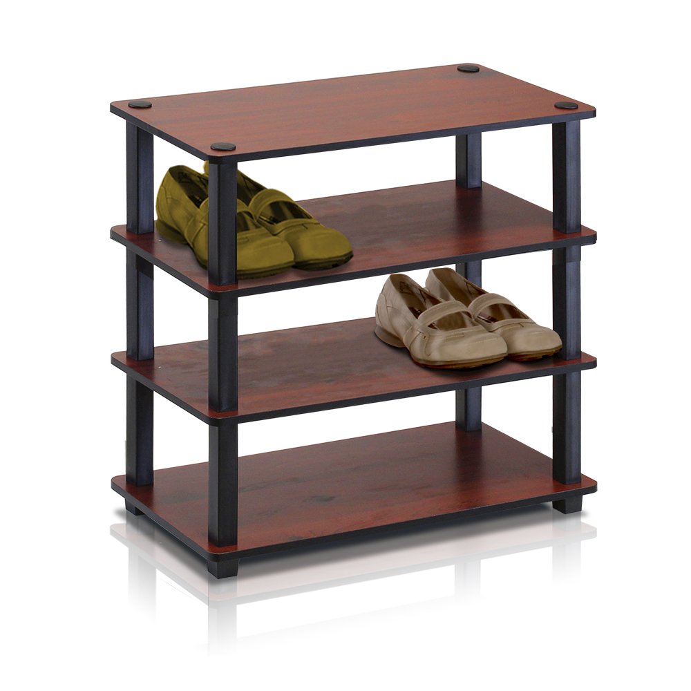 Turn-S-Tube 4-Tier Shoe Rack, Dark Cherry/Black