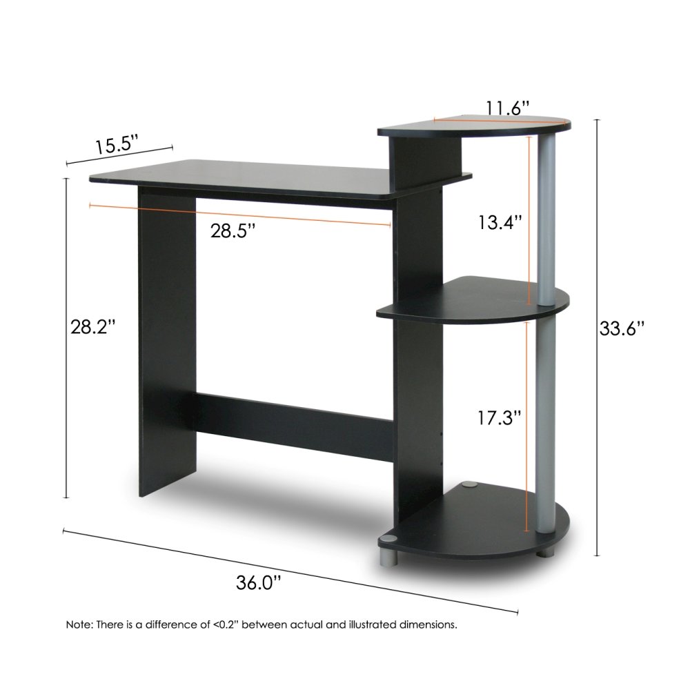 Compact Computer Desk, Black/Grey