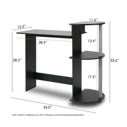 Compact Computer Desk, Black/Grey