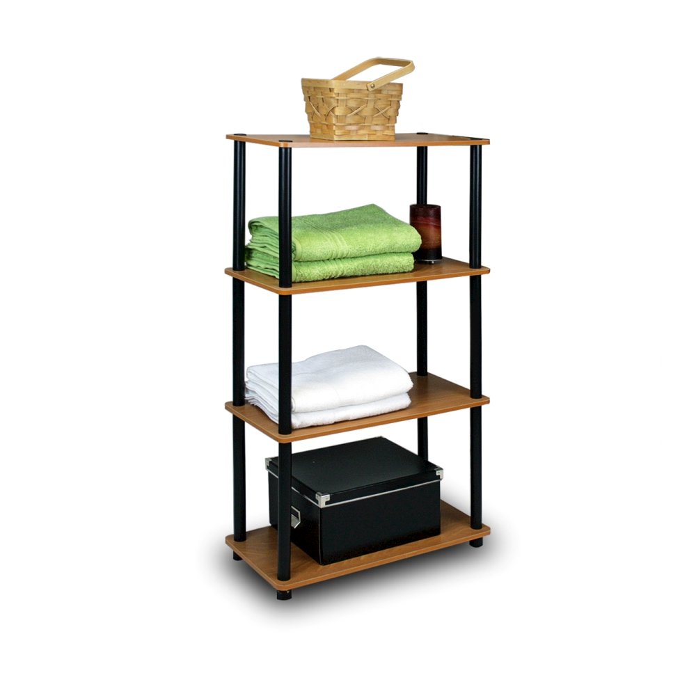 Turn-N-Tube 4-Tier Multipurpose Shelf Display Rack, Light Cherry/Black