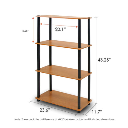 Turn-N-Tube 4-Tier Multipurpose Shelf Display Rack, Light Cherry/Black