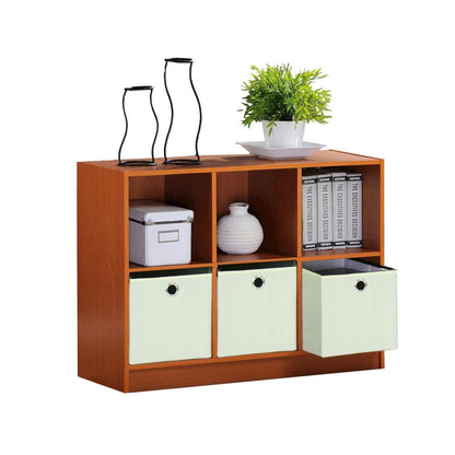 Basic 3x2 Bookcase Storage w/Bins, Light Cherry/Ivory