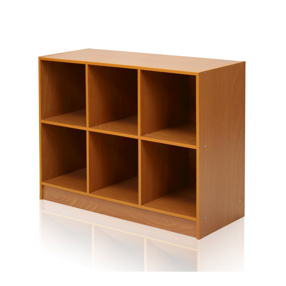 Basic 3x2 Bookcase Storage w/Bins, Light Cherry/Ivory