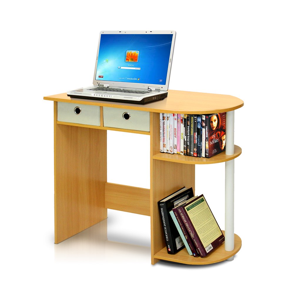 Go Green Home Laptop Notebook Computer Desk/Table, Beech/Ivory/White