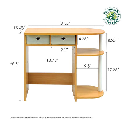 Go Green Home Laptop Notebook Computer Desk/Table, Beech/Ivory/White
