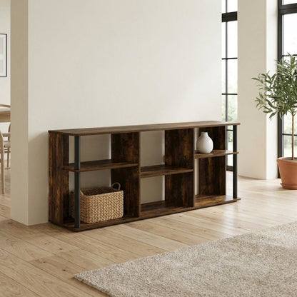 Engineered Wood TV stand with black and amber pine finish