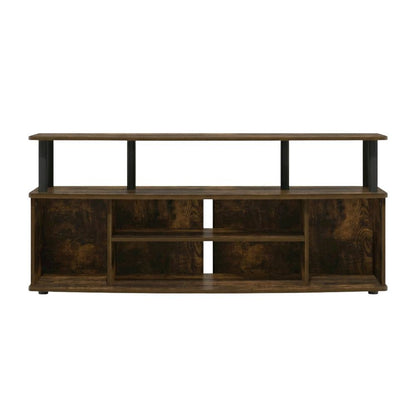 Large entertainment center for up to 55-inch TV in Amber Pine and Black finish