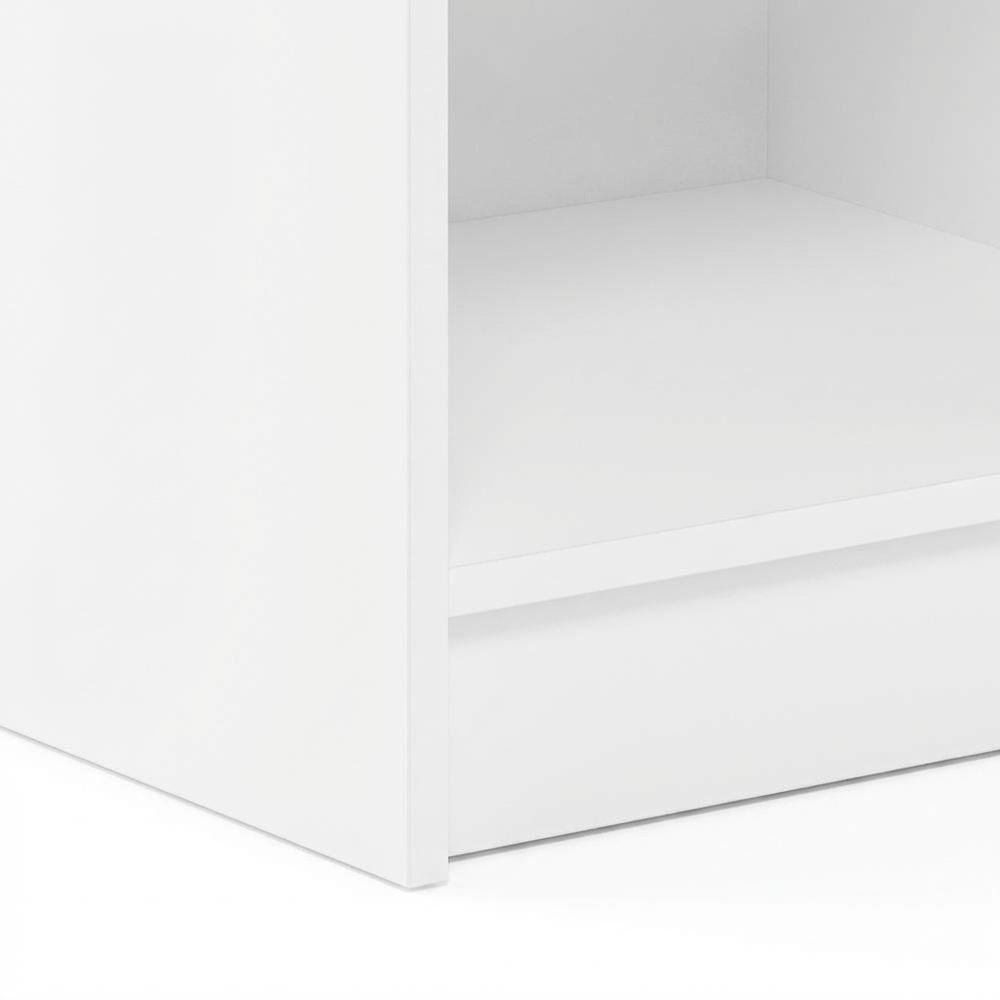 White Nightstand with Handle and Spacious Drawer for Bedroom Storage