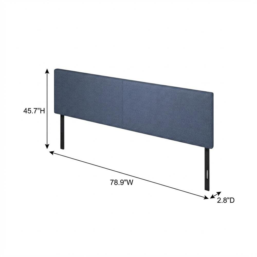 Blue Denim Upholstered King Headboard with Soft Fabric and Sturdy Frame