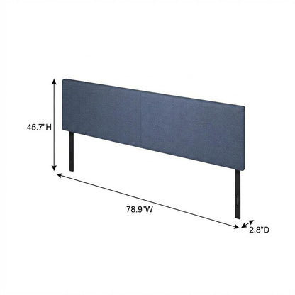 Blue Denim Upholstered King Headboard with Soft Fabric and Sturdy Frame