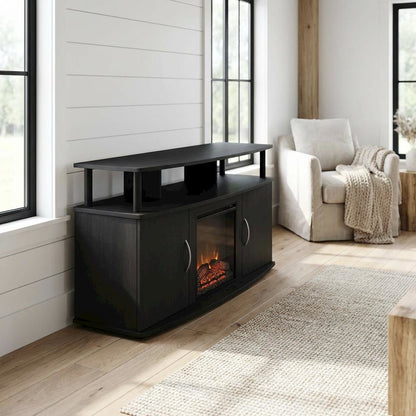 Brown Electric Fireplace TV Stand with Spacious Storage for TVs up to 55 Inches