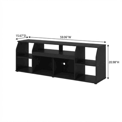 Large Engineered Wood media console with LED lighting for TV up to 65 inches