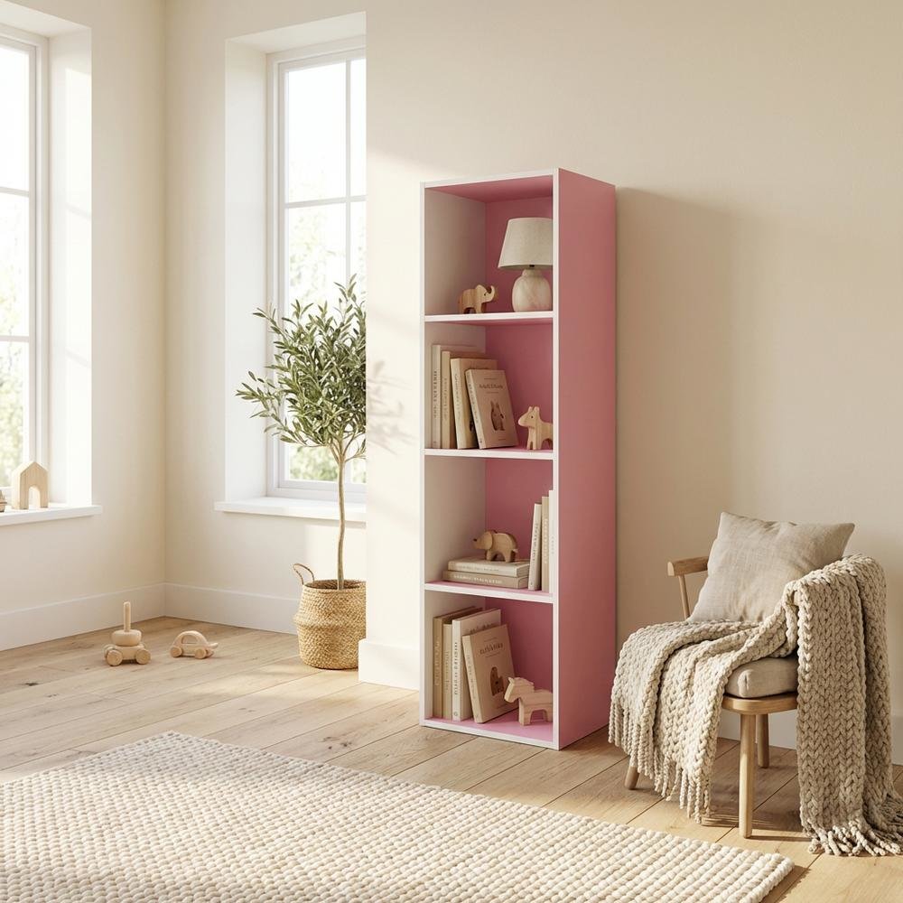 4-Tier Open Shelf Bookcase with Engineered Wood Construction for Storage