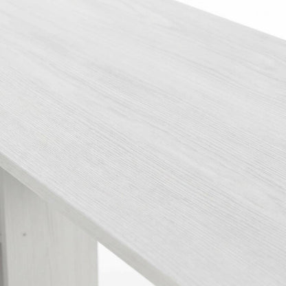 White Oak L-Shape Desk, Bookshelf And Stainless Steel Tubes For Office Spaces